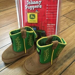 John Deere Soft Leather Baby Boots NIB Sz 2